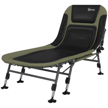 Outsunny Camping Cot for Adults, Folding Bed with Soft Padded Cushions & Headrest, 180° Adjustable Reclining Lounger, Heavy Duty and Portable with a 400 lbs. Capacity, Dark Green