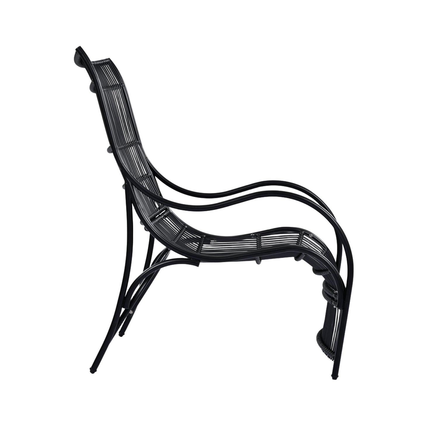 3 Pieces Wicker Outdoor Patio Furniture Set with Lounge Chair, Balcony Chairs Table Set with Cushions, Ottoman, Patio Conversation Sets for Garden ,Deck,and Porch, Black & Beige