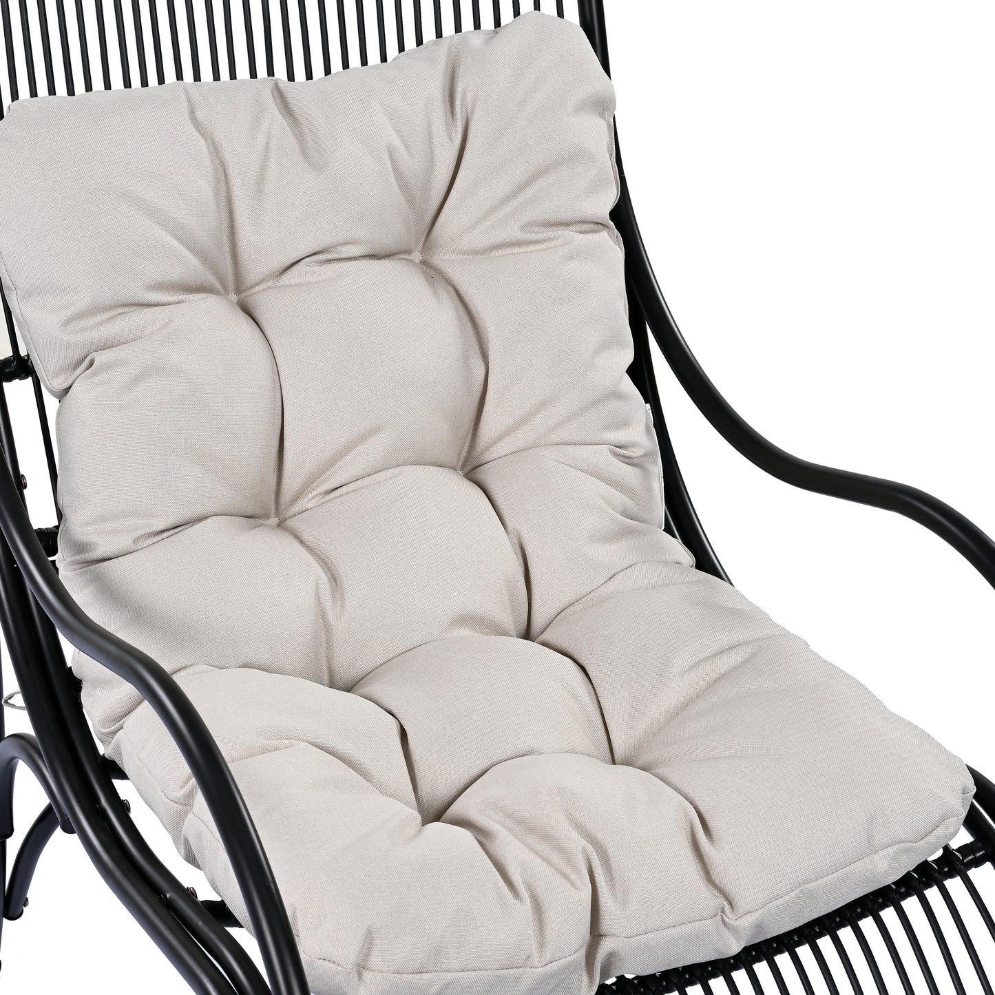 3 Pieces Wicker Outdoor Patio Furniture Set with Lounge Chair, Balcony Chairs Table Set with Cushions, Ottoman, Patio Conversation Sets for Garden ,Deck,and Porch, Black & Beige