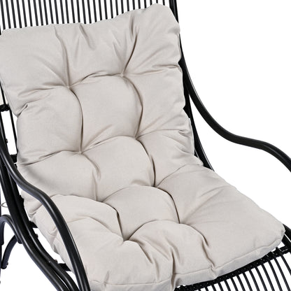 3 Pieces Wicker Outdoor Patio Furniture Set with Lounge Chair, Balcony Chairs Table Set with Cushions, Ottoman, Patio Conversation Sets for Garden ,Deck,and Porch, Black & Beige