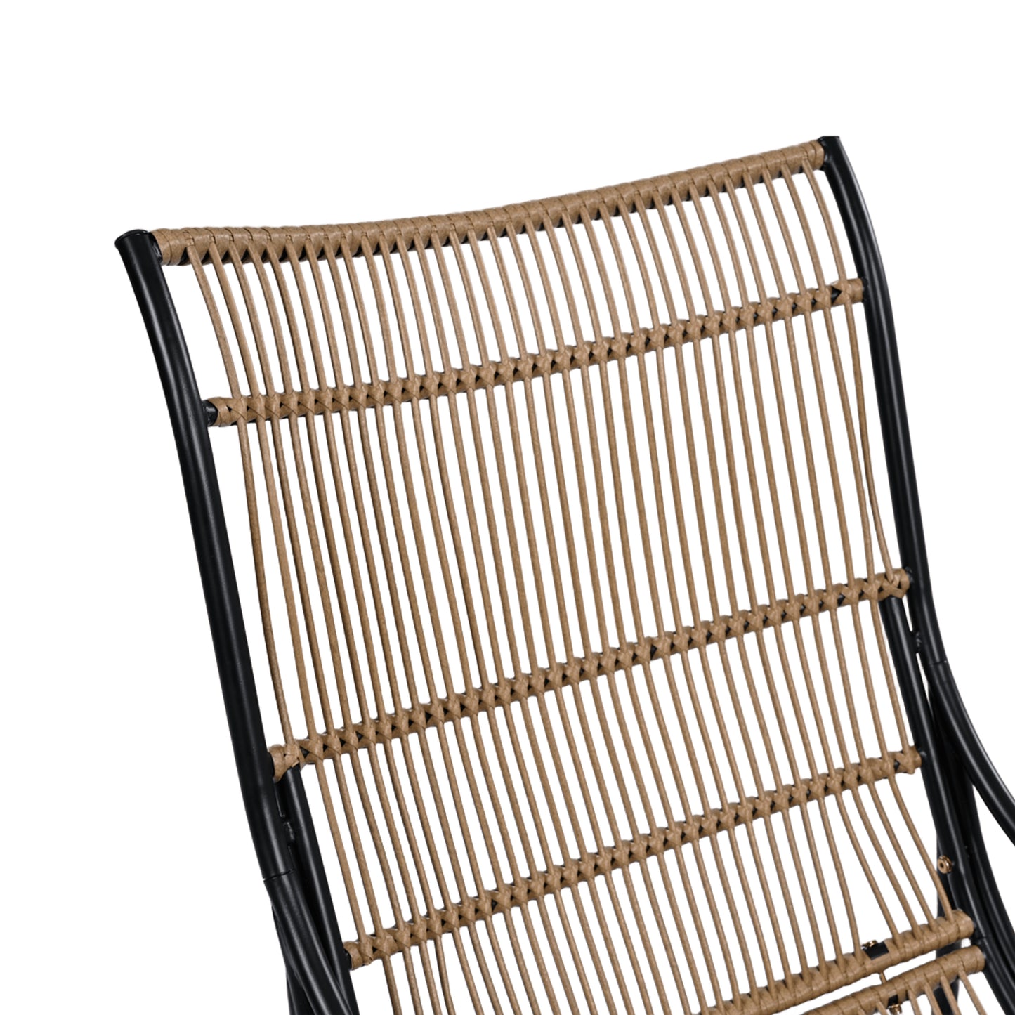 3 Pieces Wicker Outdoor Patio Furniture Set with Lounge Chair, Balcony Chairs Table Set with Cushions, Ottoman, Patio Conversation Sets for Garden ,Deck,and Porch, Black & Natural & Beige