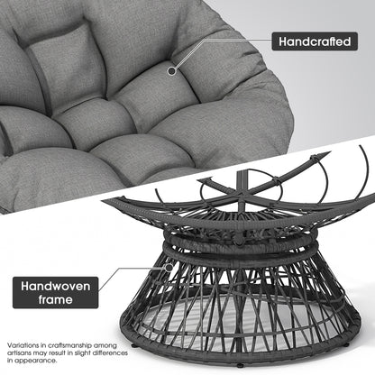 41.5" Ergonomic Wicker Chair with Cloud Thick Density Fabric Cushion,3-proof Cover,High Capacity Iron Frame,Fluid 360 Degree Swivel for Reading,Living Room, Bedroom,Lounge,Gray Base,2 Colors