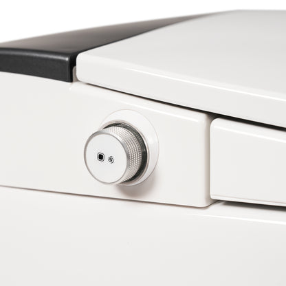 Heated Seat Smart Toilet, One Piece Toilet, Automatic Flush Tankless Toilet without Bidet, with Foot sensor Flush, Blue Night Light, Knob Control, Power Outage Flushing, Soft Close Cover,White