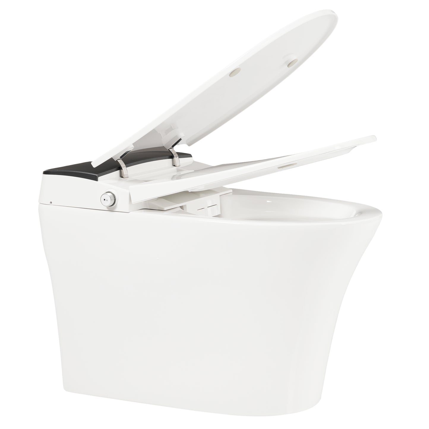 Heated Seat Smart Toilet, One Piece Toilet, Automatic Flush Tankless Toilet without Bidet, with Foot sensor Flush, Blue Night Light, Knob Control, Power Outage Flushing, Soft Close Cover,White