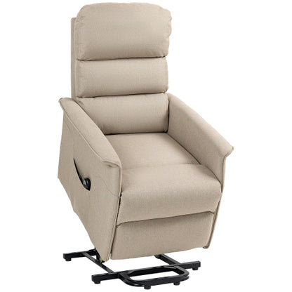 HOMCOM Power Lift Recliner Chair for Elderly, Easy Assembly, Fabric Lift Chair with Remote Control, Side Pockets for Living Room, Beige