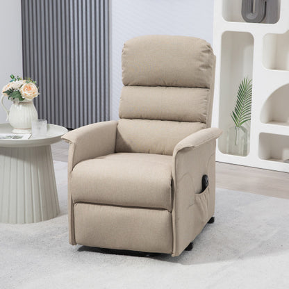 HOMCOM Power Lift Recliner Chair for Elderly, Easy Assembly, Fabric Lift Chair with Remote Control, Side Pockets for Living Room, Beige