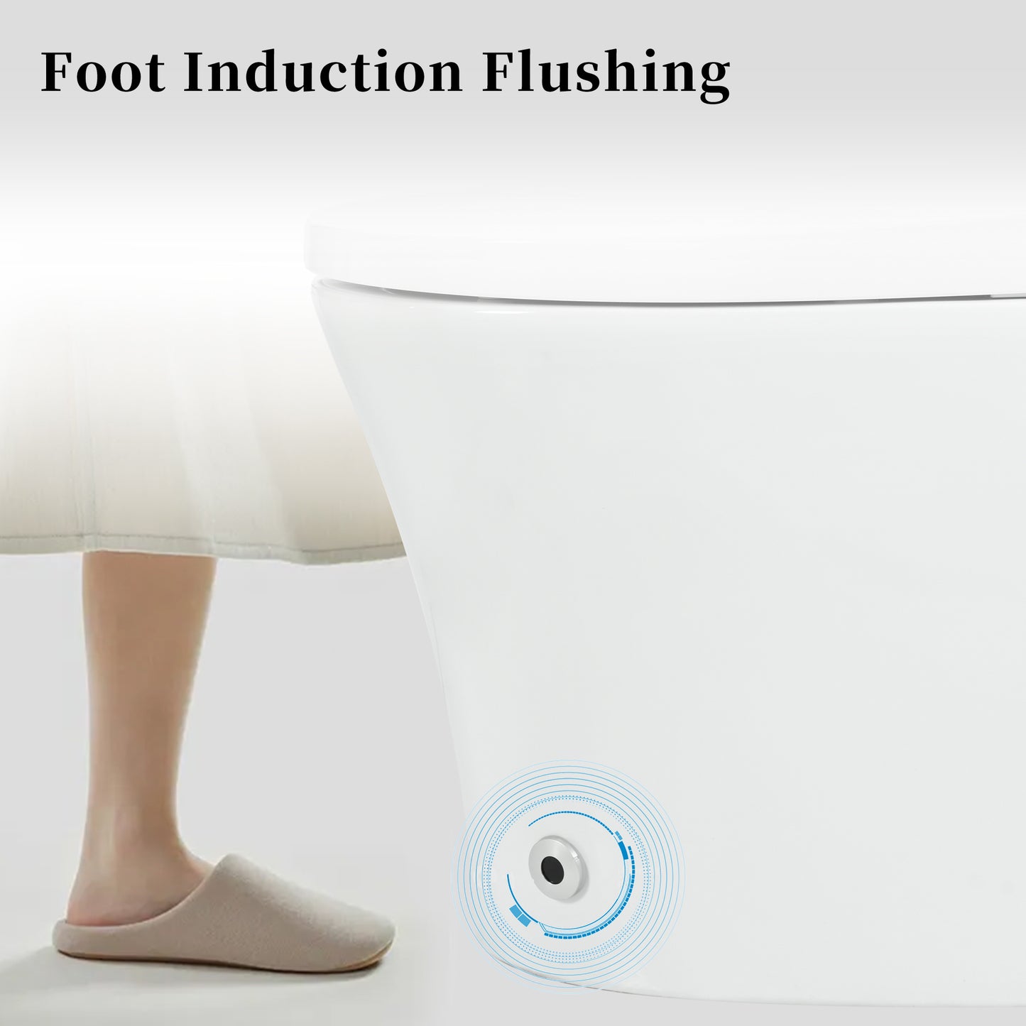 Smart toilet with Built-in Heated Seat, One Piece Elongated Modern Toilet with Adjustable Temp Heated Seat, Auto Flush, Dual Flush Toilet 1/1.28 GPF, Foot sensor Flush, White Night Light,Knob Control