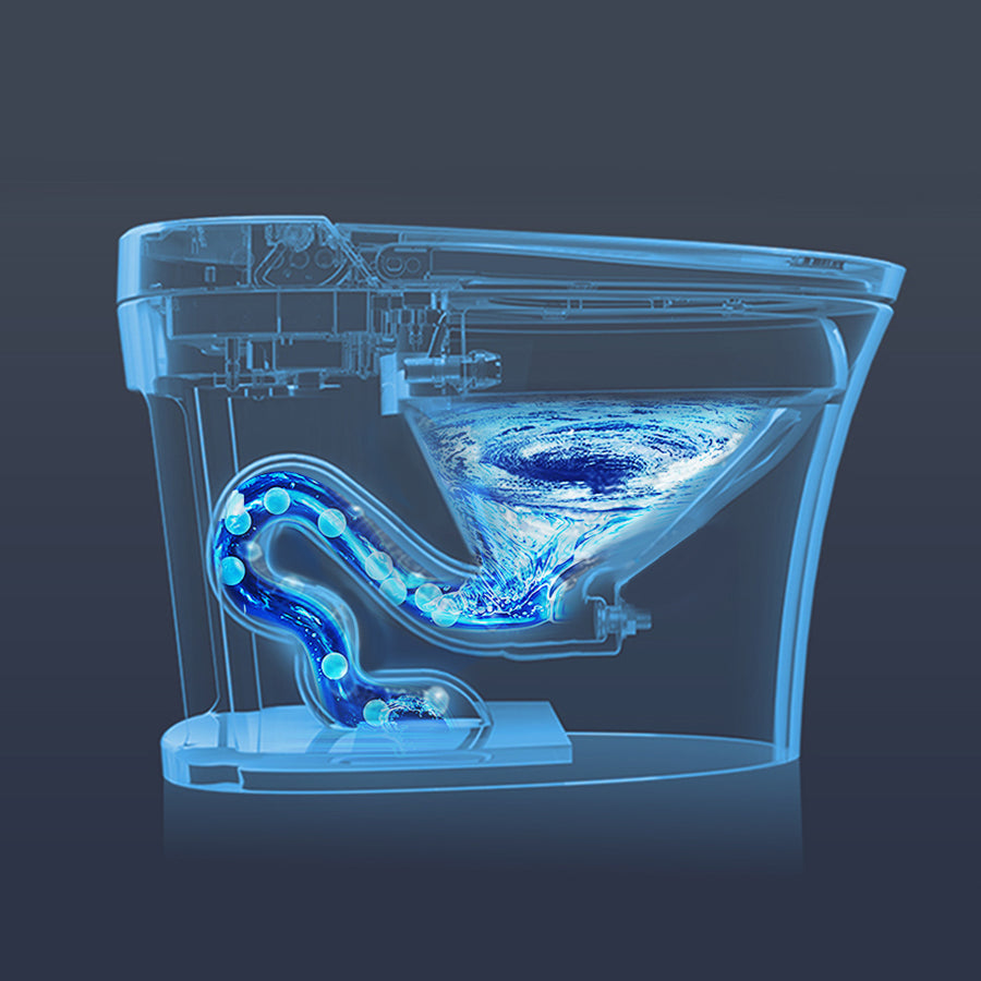 Smart toilet with Built-in Heated Seat, One Piece Elongated Modern Toilet with Adjustable Temp Heated Seat, Auto Flush, Dual Flush Toilet 1/1.28 GPF, Foot sensor Flush, White Night Light,Knob Control