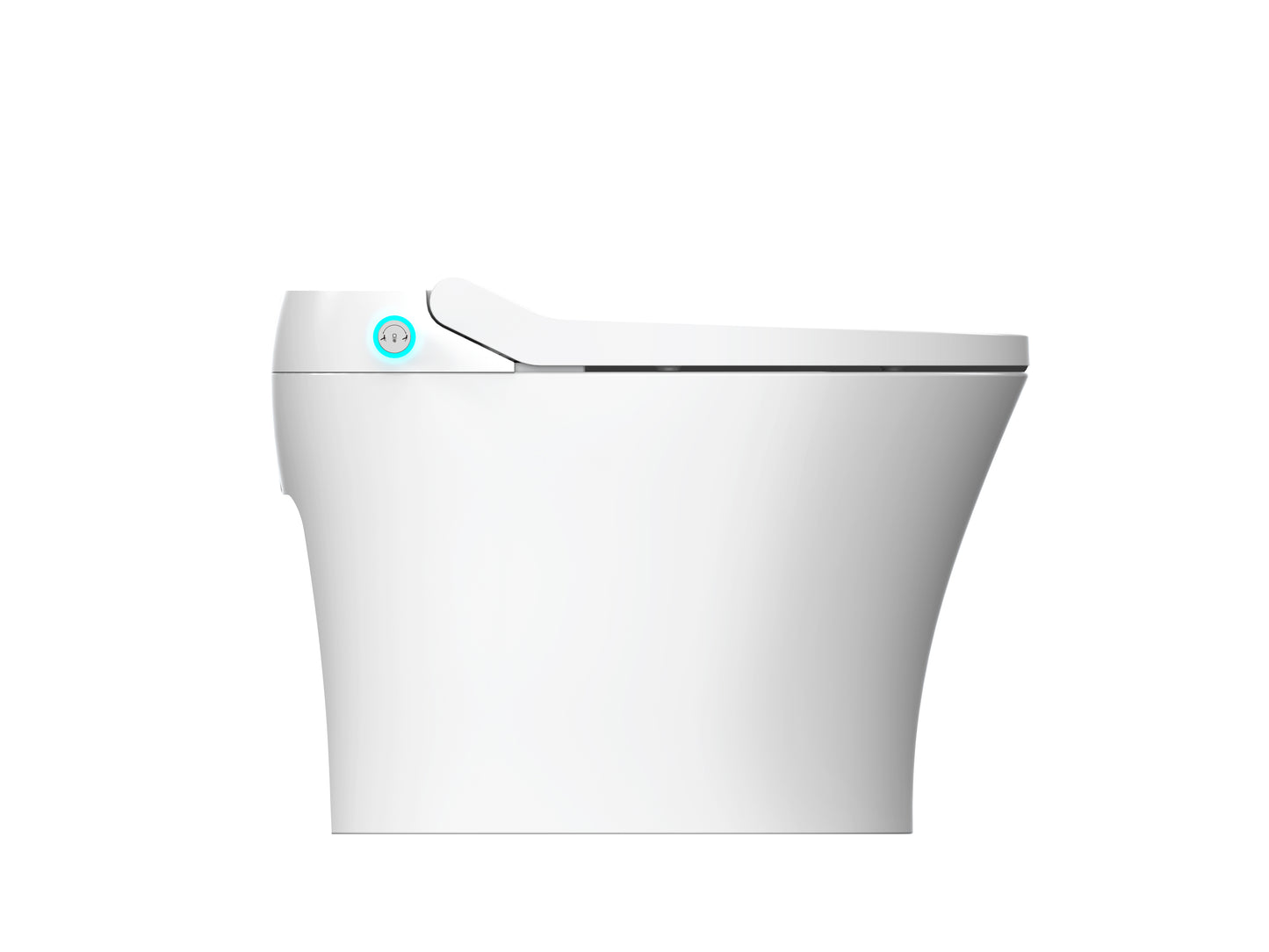 Smart toilet with Built-in Heated Seat, One Piece Elongated Modern Toilet with Adjustable Temp Heated Seat, Auto Flush, Dual Flush Toilet 1/1.28 GPF, Foot sensor Flush, White Night Light,Knob Control