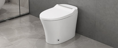 Smart toilet with Built-in Heated Seat, One Piece Elongated Modern Toilet with Adjustable Temp Heated Seat, Auto Flush, Dual Flush Toilet 1/1.28 GPF, Foot sensor Flush, White Night Light,Knob Control