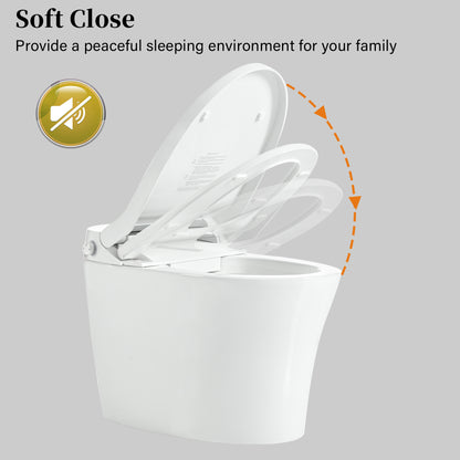 Smart toilet with Built-in Heated Seat, One Piece Elongated Modern Toilet with Adjustable Temp Heated Seat, Auto Flush, Dual Flush Toilet 1/1.28 GPF, Foot sensor Flush, White Night Light,Knob Control