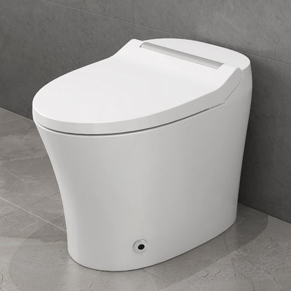 Smart toilet with Built-in Heated Seat, One Piece Elongated Modern Toilet with Adjustable Temp Heated Seat, Auto Flush, Dual Flush Toilet 1/1.28 GPF, Foot sensor Flush, White Night Light,Knob Control