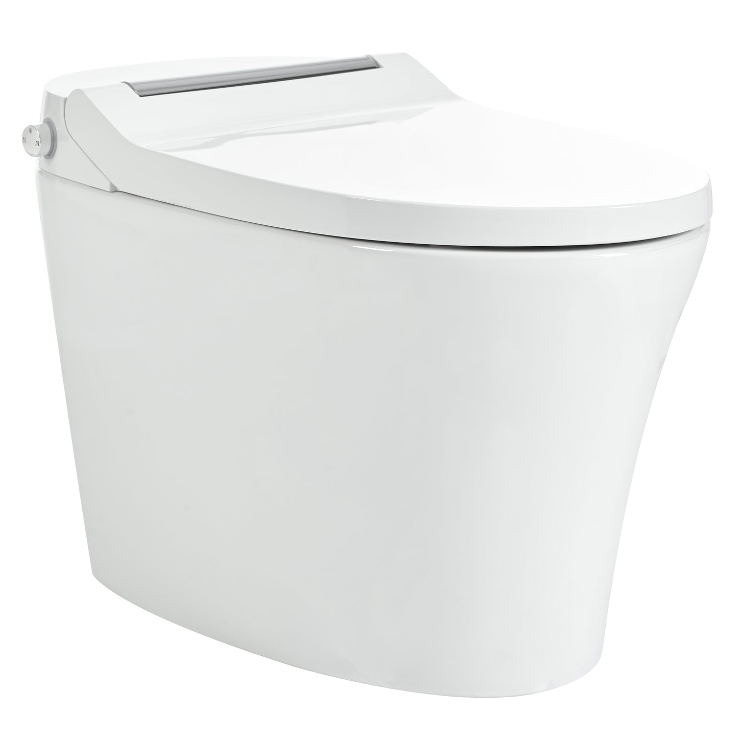 Smart toilet with Built-in Heated Seat, One Piece Elongated Modern Toilet with Adjustable Temp Heated Seat, Auto Flush, Dual Flush Toilet 1/1.28 GPF, Foot sensor Flush, White Night Light,Knob Control