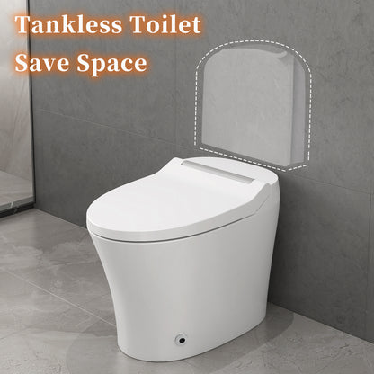 Smart toilet with Built-in Heated Seat, One Piece Elongated Modern Toilet with Adjustable Temp Heated Seat, Auto Flush, Dual Flush Toilet 1/1.28 GPF, Foot sensor Flush, White Night Light,Knob Control