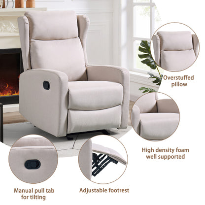 Rocking Recliner Chair for Living Room, Adjustable Modern Recliner Chair, Recliner Sofa with Lumbar Support, Classic and Traditional Recliner Chair with Comfortable Arm and Back Sofa(Light Gray)