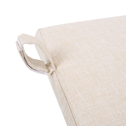 Outdoor Dining Chairs Set of 2, Acacia Wood Patio Armchair with Rope Design Back and Water Repellent Cushion, White Frame, 400lbs Weight Capacity