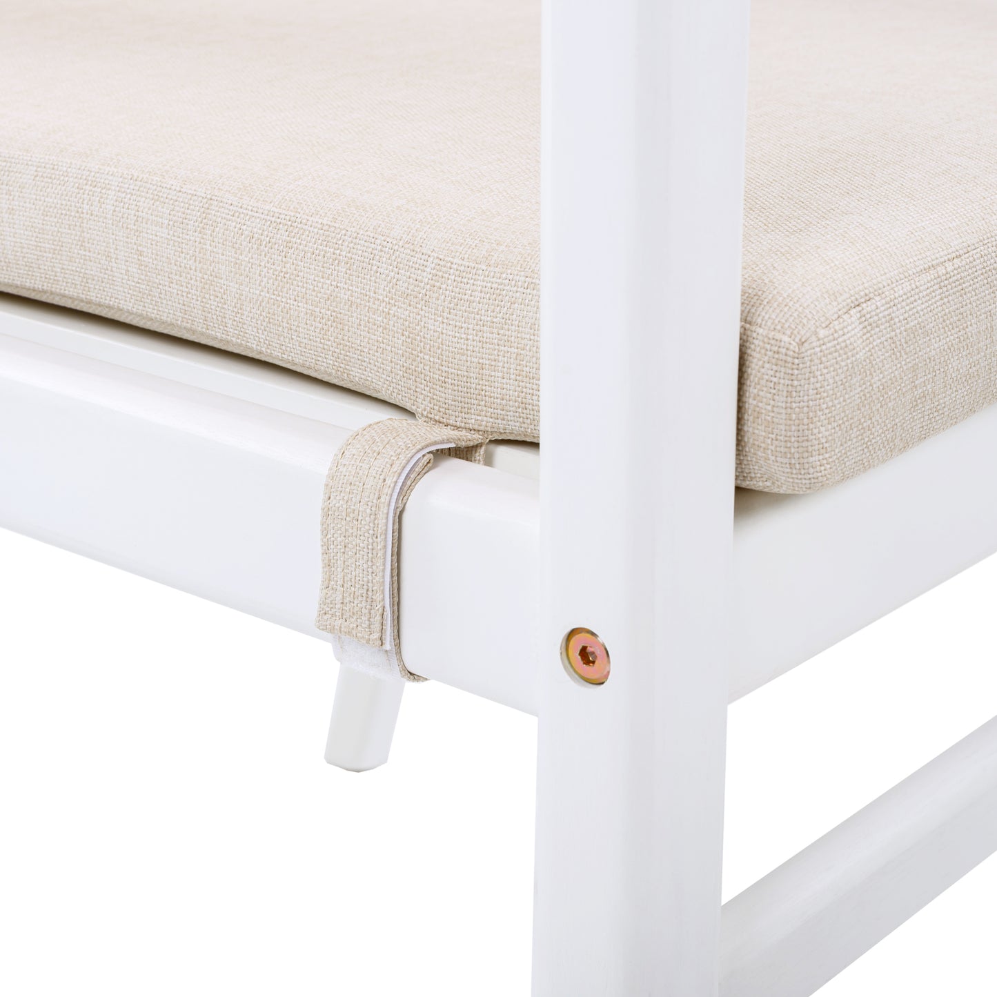 Outdoor Dining Chairs Set of 2, Acacia Wood Patio Armchair with Rope Design Back and Water Repellent Cushion, White Frame, 400lbs Weight Capacity