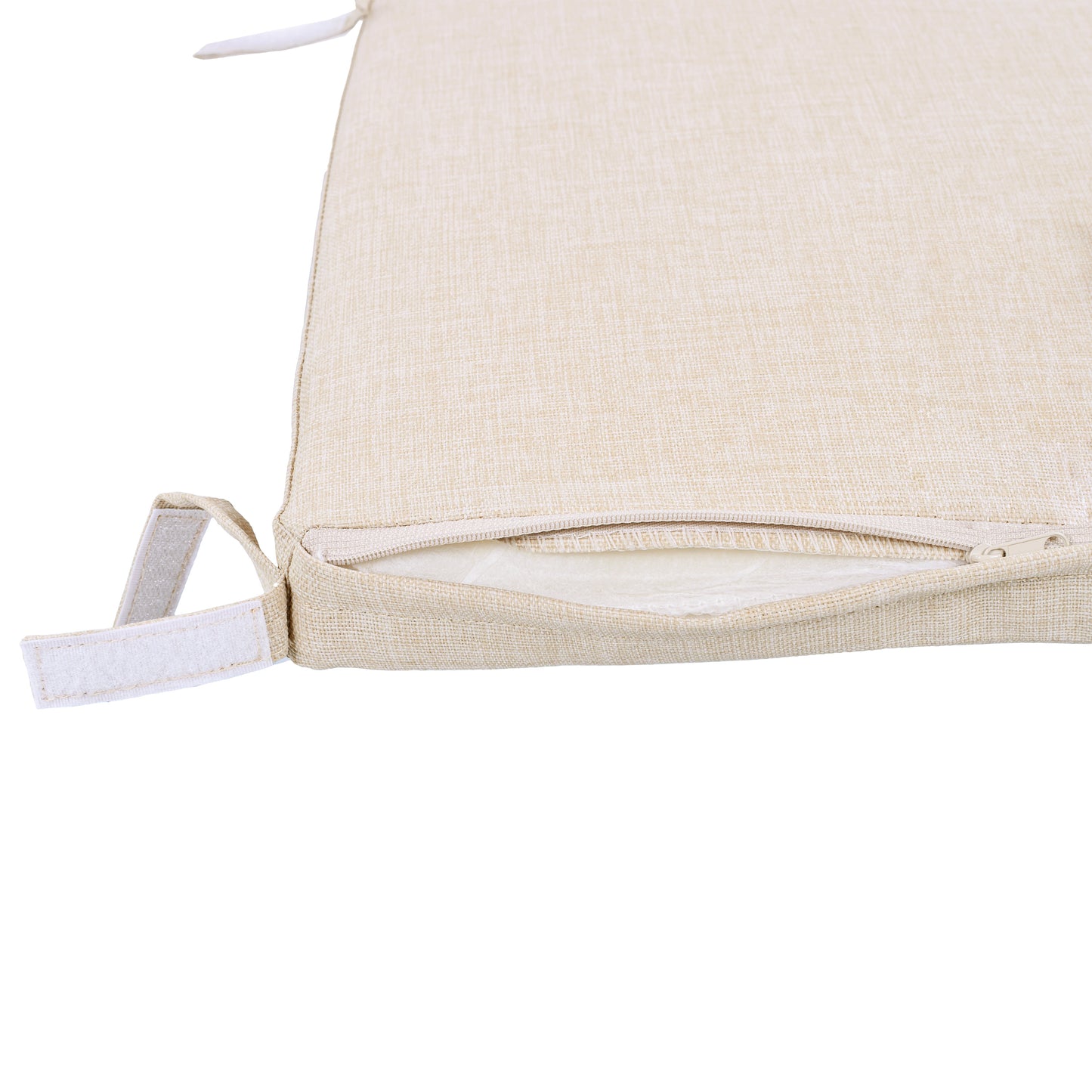 Outdoor Dining Chairs Set of 2, Acacia Wood Patio Armchair with Rope Design Back and Water Repellent Cushion, White Frame, 400lbs Weight Capacity