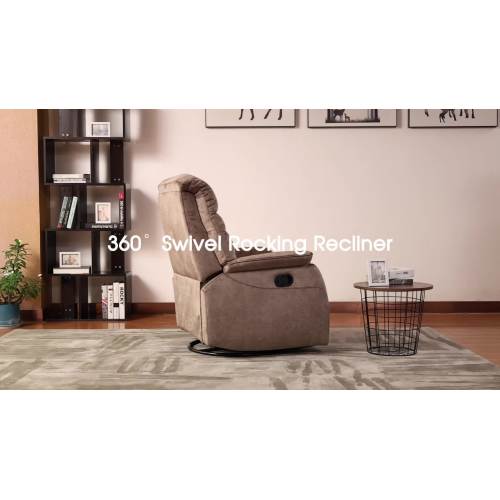Rocking Swivel Recliner Chair for Living Room, 360 Degree Swivel, Adjustable Modern Reclining Chair, Classic and Traditional Recliner Sofa with Lumbar Support (Dark Grey)