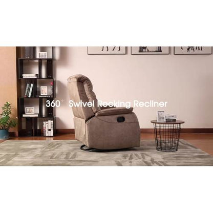 Rocking Swivel Recliner Chair for Living Room, 360 Degree Swivel, Adjustable Modern Reclining Chair, Classic and Traditional Recliner Sofa with Lumbar Support (Dark Grey)