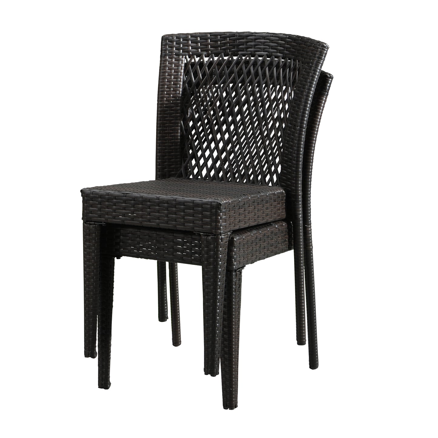 Outdoor Dining Chairs Set of 2, Stackable Chairs with UV-Resistant PE Rattan and Steel Frame, for Patio, Garden, Balcony, Supports 400lbs