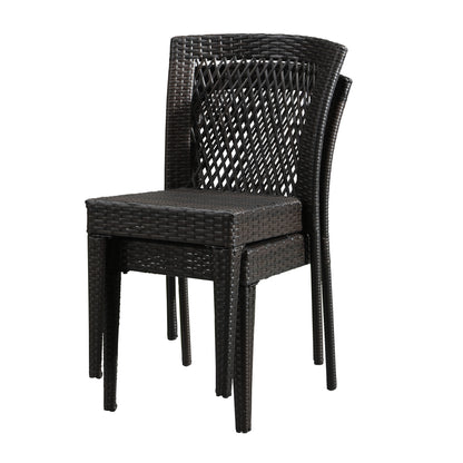 Outdoor Dining Chairs Set of 2, Stackable Chairs with UV-Resistant PE Rattan and Steel Frame, for Patio, Garden, Balcony, Supports 400lbs