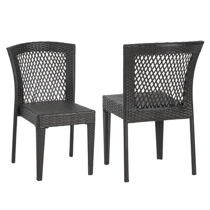 Outdoor Dining Chairs Set of 2, Stackable Chairs with UV-Resistant PE Rattan and Steel Frame, for Patio, Garden, Balcony, Supports 400lbs