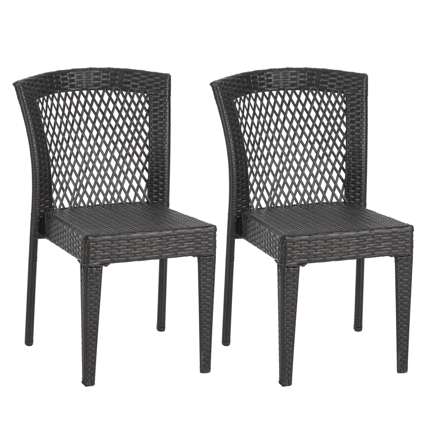 Outdoor Dining Chairs Set of 2, Stackable Chairs with UV-Resistant PE Rattan and Steel Frame, for Patio, Garden, Balcony, Supports 400lbs