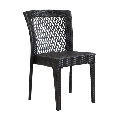 Outdoor Dining Chairs Set of 2, Stackable Chairs with UV-Resistant PE Rattan and Steel Frame, for Patio, Garden, Balcony, Supports 400lbs