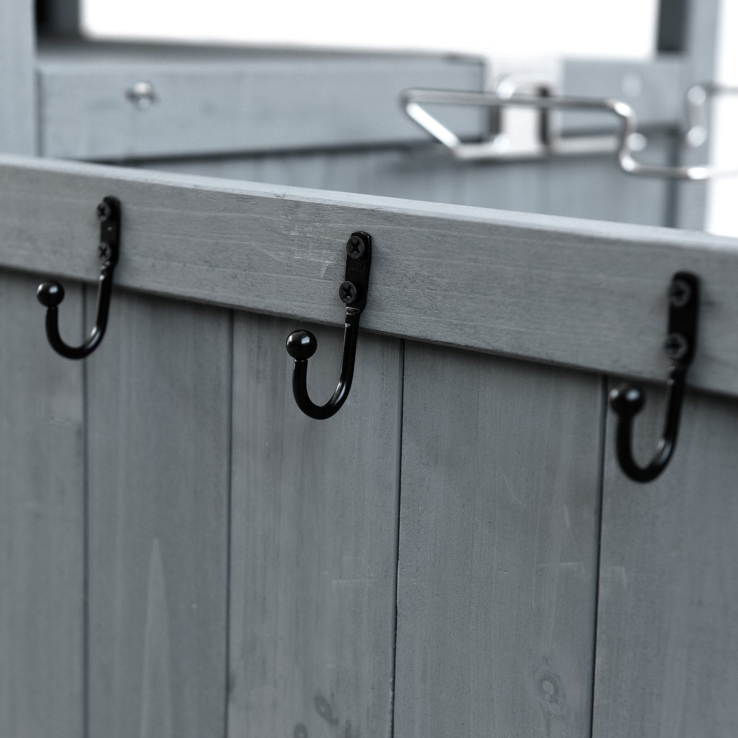 40.5" Outdoor Grill Cart with Stainless Steel Top, Solid Wood Outdoor Storage Cabinet with Drop Leaf, One Drawer, Towel Rack, Rolling Kitchen Cart with Lockable Wheels for Lawn Garden, Blue Grey