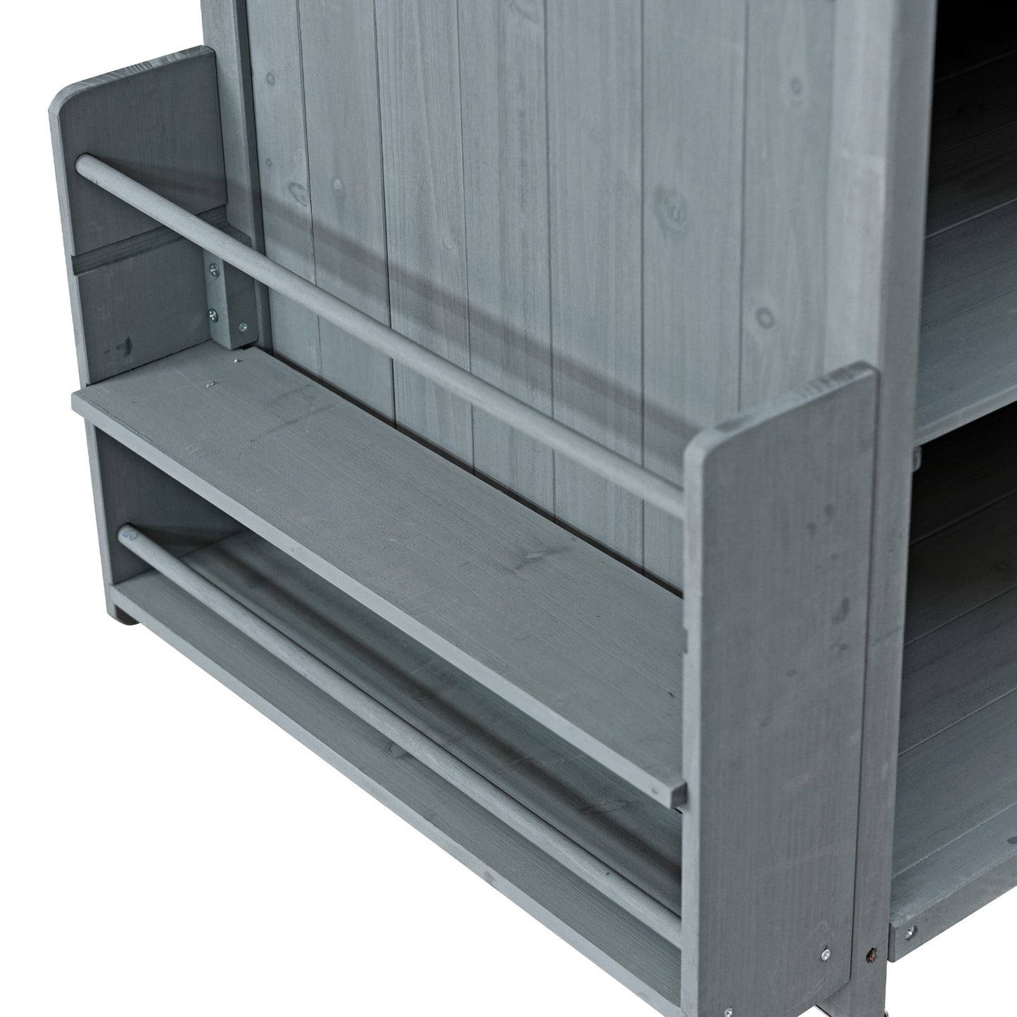 40.5" Outdoor Grill Cart with Stainless Steel Top, Solid Wood Outdoor Storage Cabinet with Drop Leaf, One Drawer, Towel Rack, Rolling Kitchen Cart with Lockable Wheels for Lawn Garden, Blue Grey