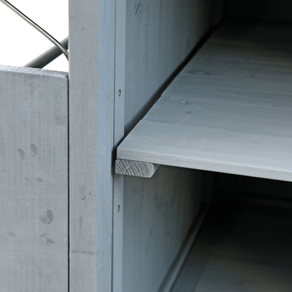 40.5" Outdoor Grill Cart with Stainless Steel Top, Solid Wood Outdoor Storage Cabinet with Drop Leaf, One Drawer, Towel Rack, Rolling Kitchen Cart with Lockable Wheels for Lawn Garden, Blue Grey