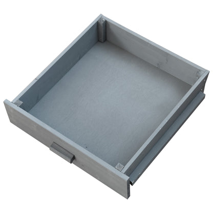 40.5" Outdoor Grill Cart with Stainless Steel Top, Solid Wood Outdoor Storage Cabinet with Drop Leaf, One Drawer, Towel Rack, Rolling Kitchen Cart with Lockable Wheels for Lawn Garden, Blue Grey