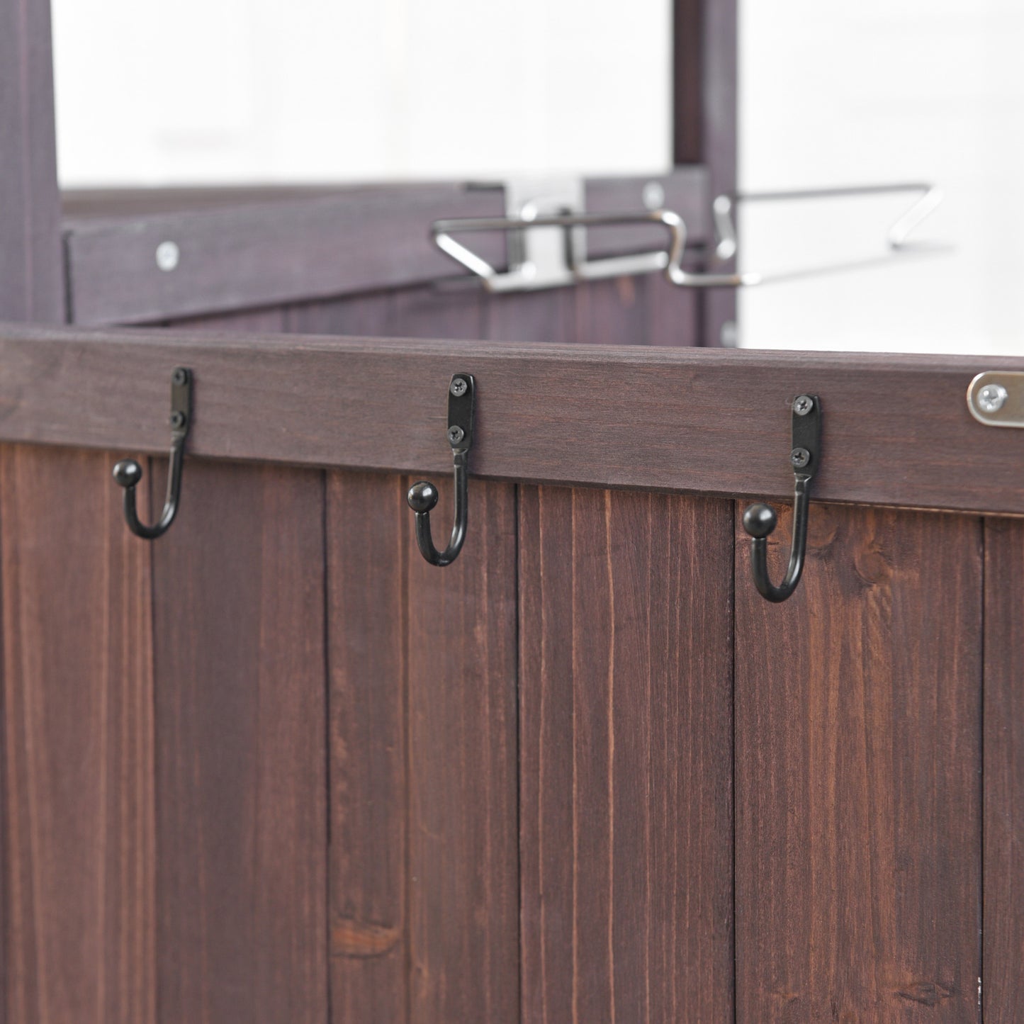 40.5" Outdoor Grill Cart with Stainless Steel Top, Solid Wood Outdoor Storage Cabinet with Drop Leaf, One Drawer, Towel Rack, Rolling Kitchen Cart with Lockable Wheels for Lawn Garden, Brown