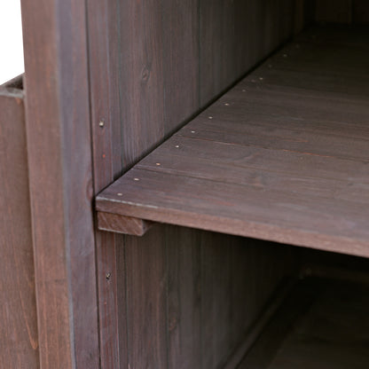 40.5" Outdoor Grill Cart with Stainless Steel Top, Solid Wood Outdoor Storage Cabinet with Drop Leaf, One Drawer, Towel Rack, Rolling Kitchen Cart with Lockable Wheels for Lawn Garden, Brown