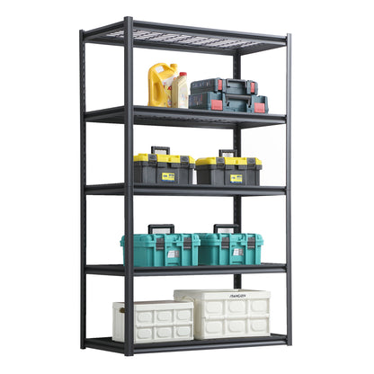 5 Tier Heavy Duty Metal Storage Shelves,Easy to Assemble,Adjustable,Storage Shelves for Basements, Garages and Kitchen, 78 "H*47.2 "W*23.6 "D