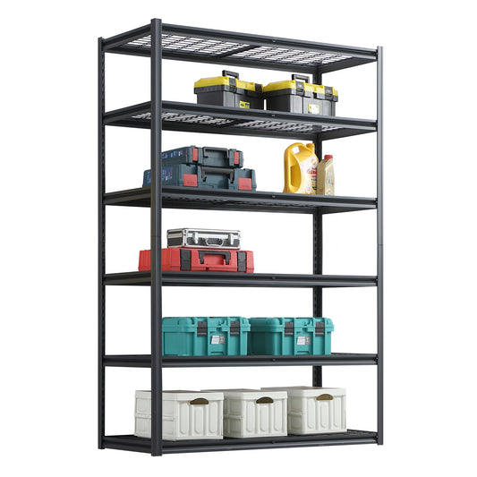 6 Tier Heavy Duty Metal Storage Shelves ,Easy to Assemble ,Adjustable ,Storage Shelves for Basements, Garages and Kitchen,84"H*55.1 "W*23.6 "D