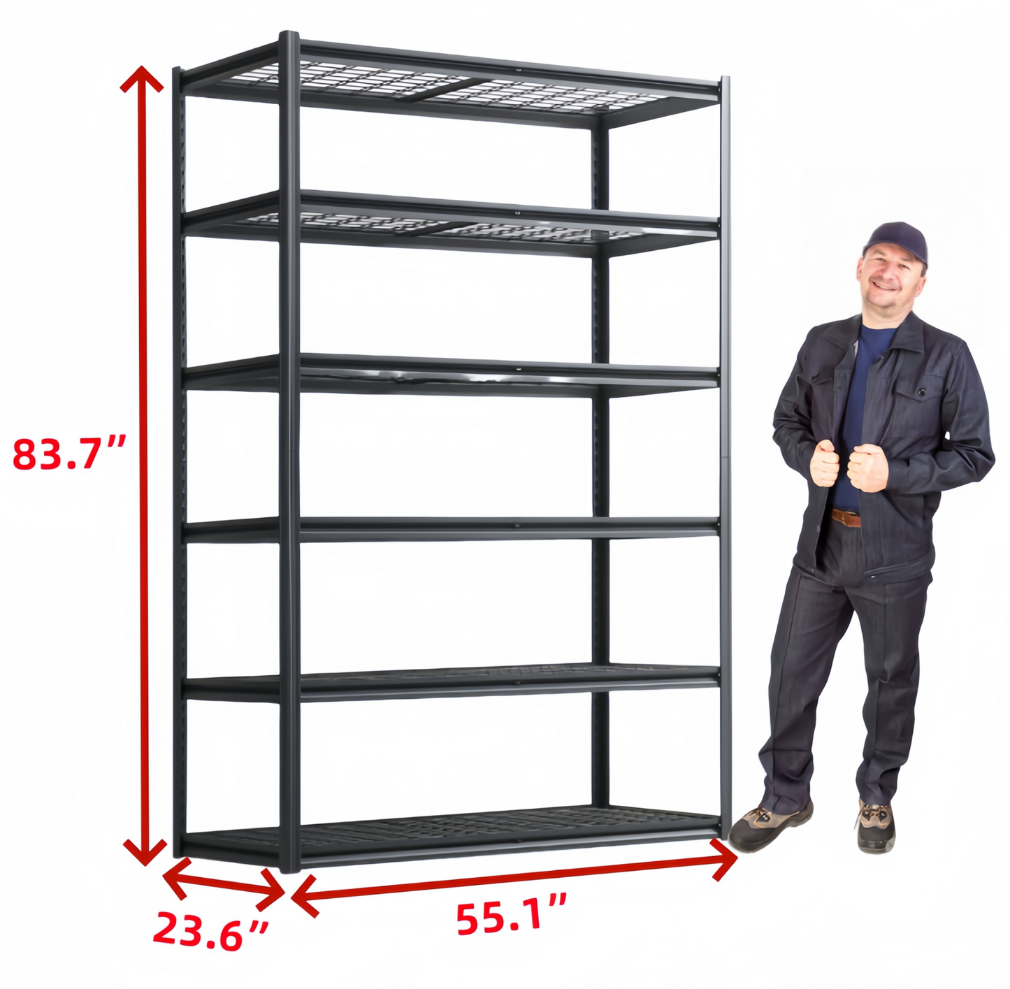6 Tier Heavy Duty Metal Storage Shelves ,Easy to Assemble ,Adjustable ,Storage Shelves for Basements, Garages and Kitchen,84"H*55.1 "W*23.6 "D