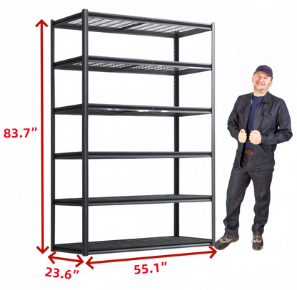 6 Tier Heavy Duty Metal Storage Shelves ,Easy to Assemble ,Adjustable ,Storage Shelves for Basements, Garages and Kitchen,84"H*55.1 "W*23.6 "D