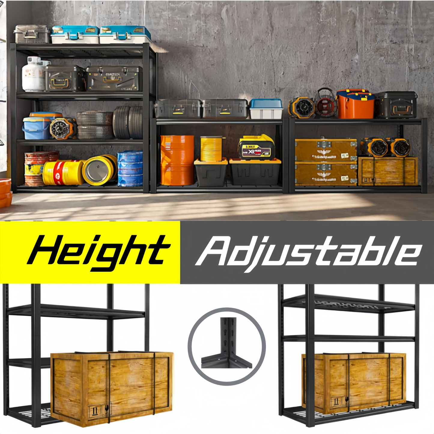 6 Tier Heavy Duty Metal Storage Shelves ,Easy to Assemble ,Adjustable ,Storage Shelves for Basements, Garages and Kitchen,84"H*55.1 "W*23.6 "D