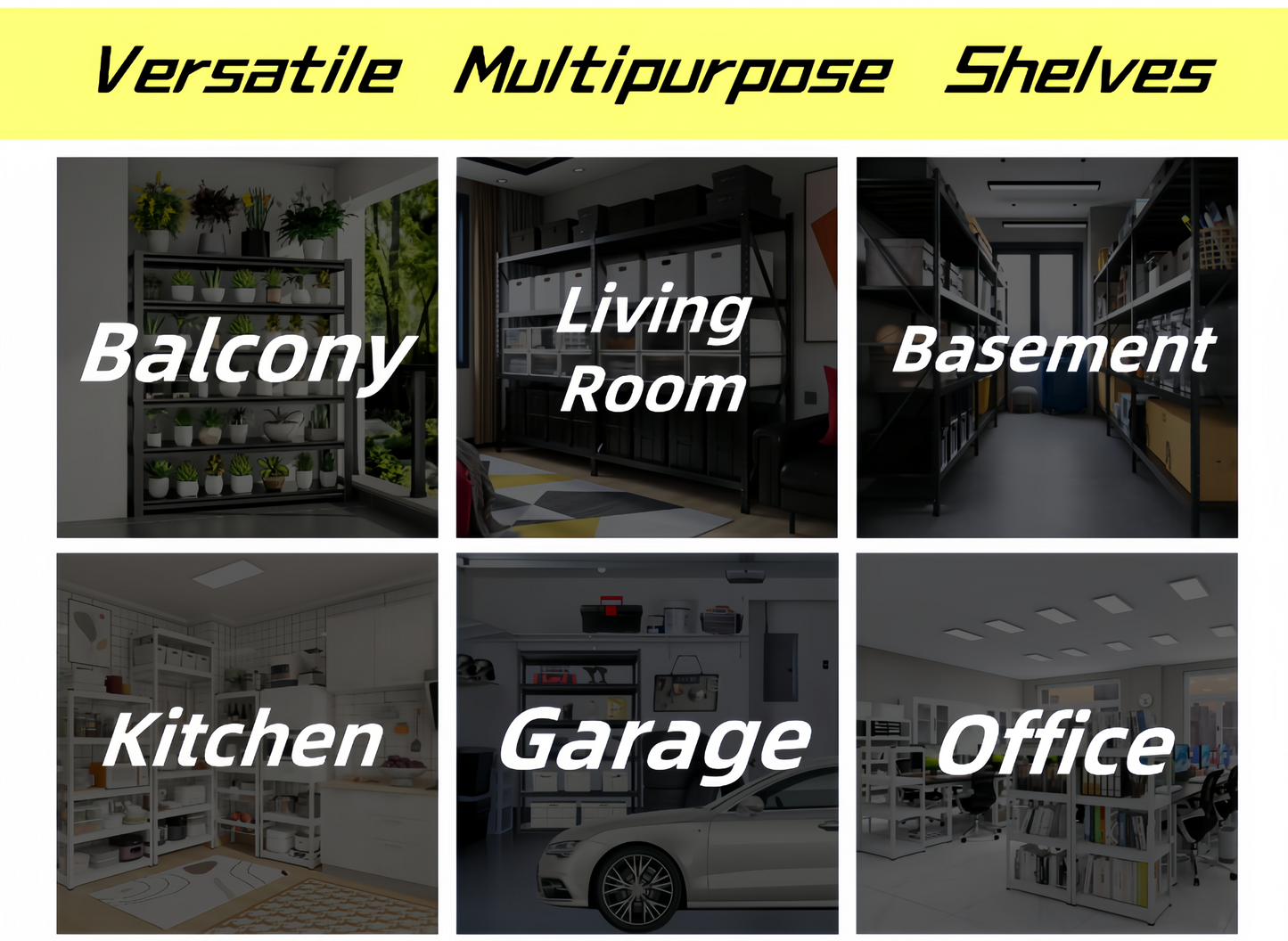 5 Tier Heavy Duty Metal Storage Shelves,Easy to Assemble,Adjustable,Storage Shelves for Basements, Garages and Kitchen, 72 "H*47.2 "W*17.7 "D
