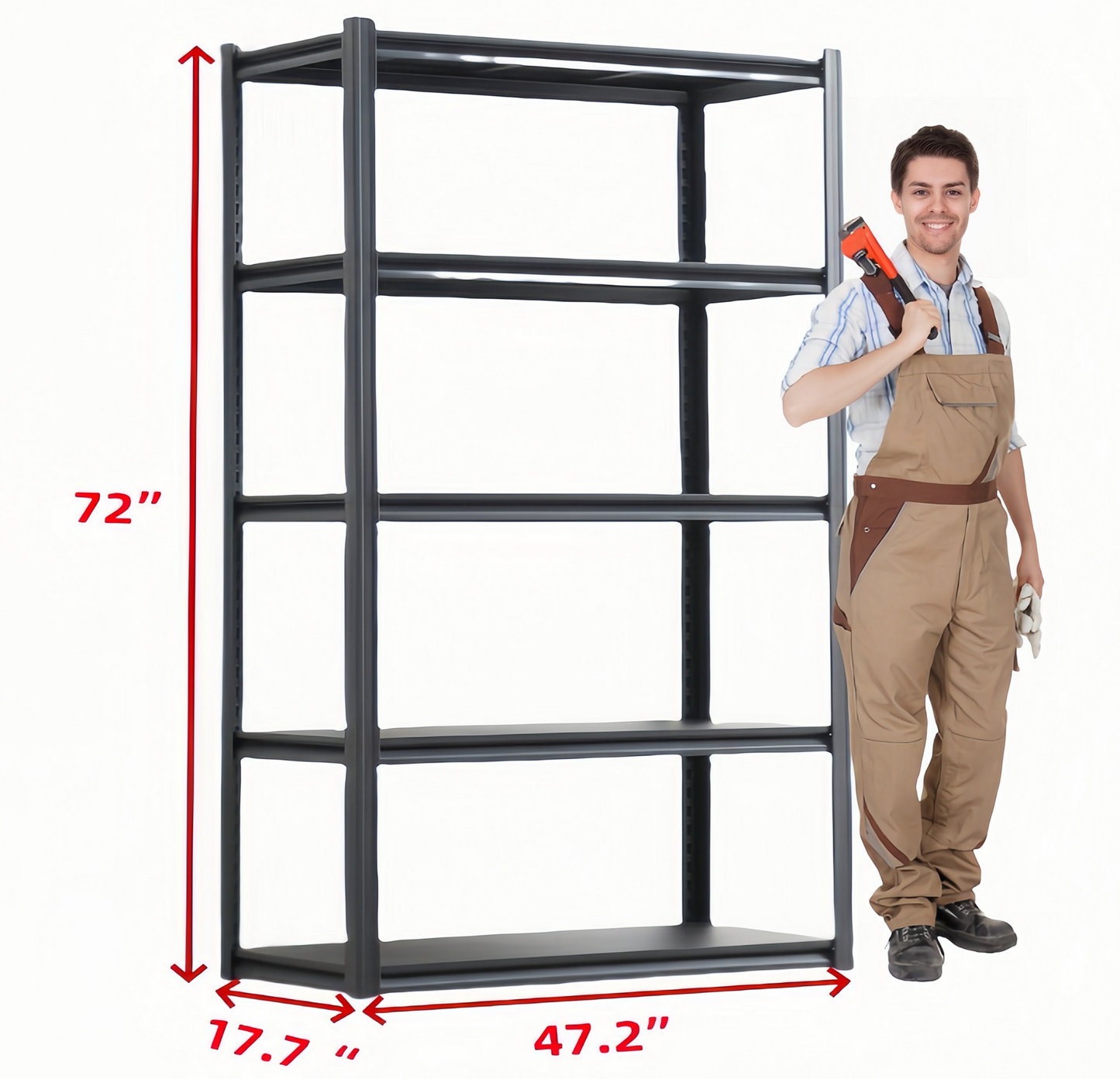 5 Tier Heavy Duty Metal Storage Shelves,Easy to Assemble,Adjustable,Storage Shelves for Basements, Garages and Kitchen, 72 "H*47.2 "W*17.7 "D