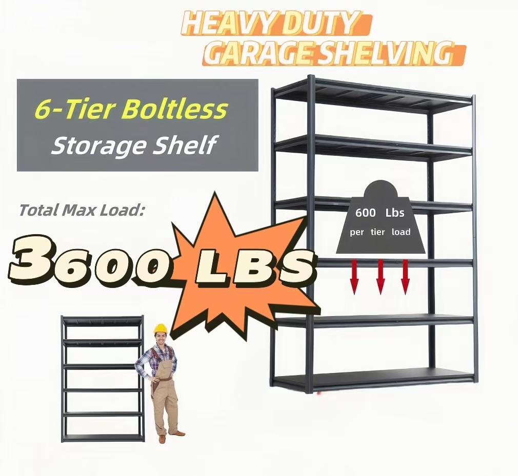 6 Tier Heavy Duty Metal Storage Shelves,Easy to Assemble, Adjustable,Storage Shelves for Basements, Garages and Kitchen, 84"H*55.1"W*23.6"D