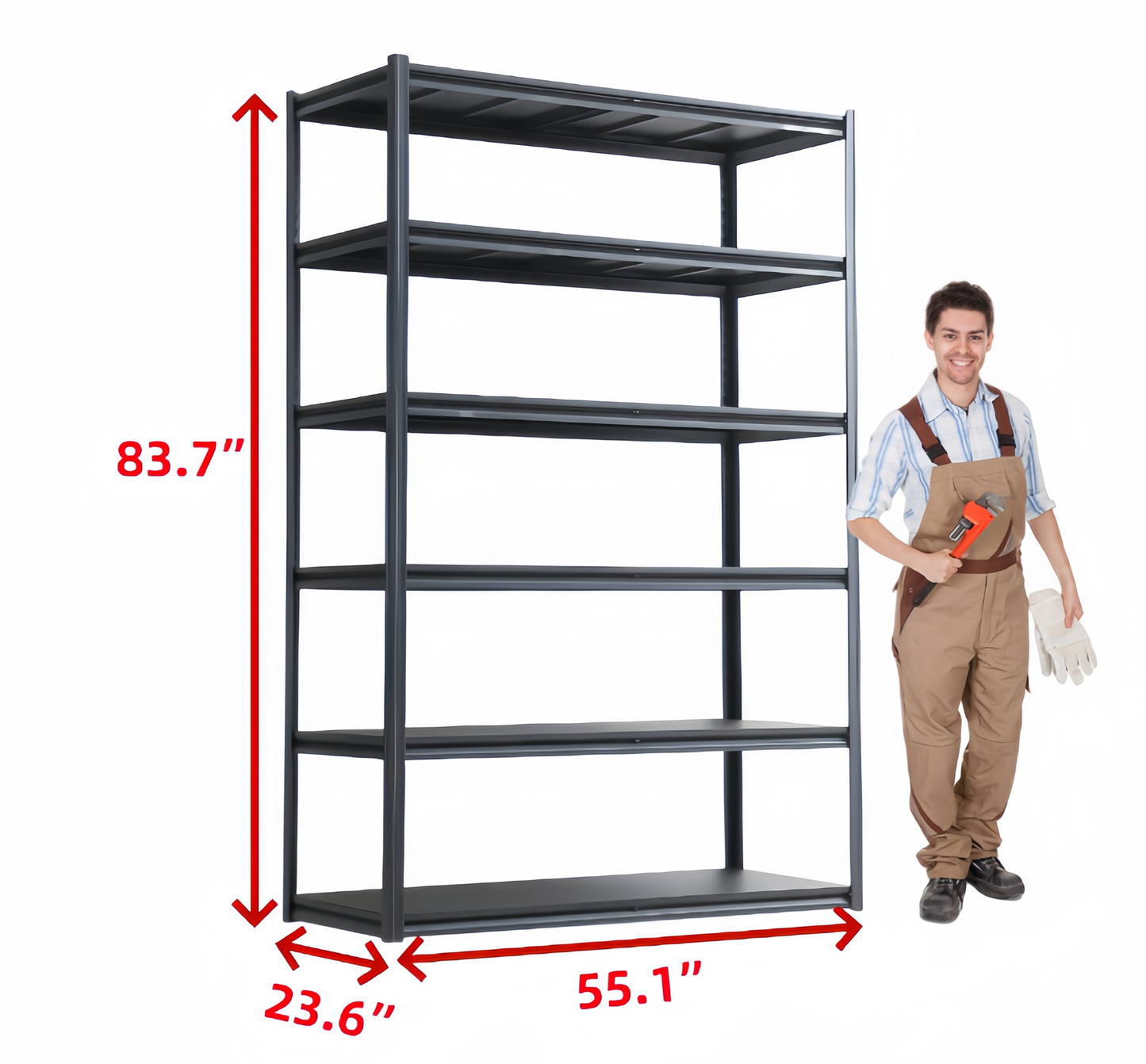 6 Tier Heavy Duty Metal Storage Shelves,Easy to Assemble, Adjustable,Storage Shelves for Basements, Garages and Kitchen, 84"H*55.1"W*23.6"D
