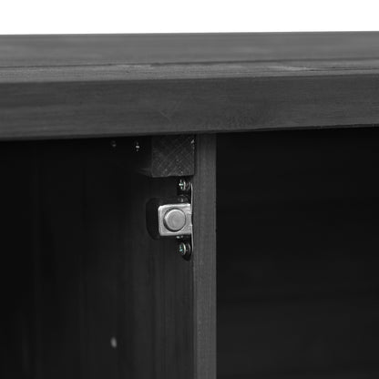 Outdoor Kitchen Island, Rolling Bar Cart & Storage Cabinet, Farmhouse Solid Wood Outdoor Grill Table with Stainless Steel Top, Spice Rack , Towel Rack for Kitchen & Barbecue, Black