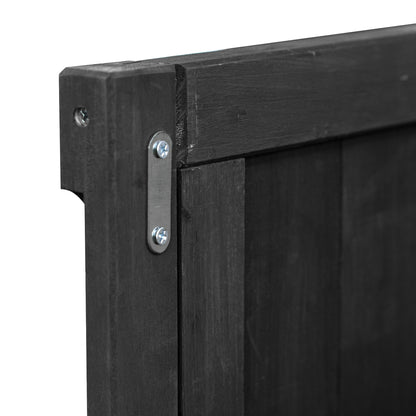 Outdoor Kitchen Island, Rolling Bar Cart & Storage Cabinet, Farmhouse Solid Wood Outdoor Grill Table with Stainless Steel Top, Spice Rack , Towel Rack for Kitchen & Barbecue, Black