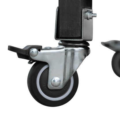 Outdoor Kitchen Island, Rolling Bar Cart & Storage Cabinet, Farmhouse Solid Wood Outdoor Grill Table with Stainless Steel Top, Spice Rack , Towel Rack for Kitchen & Barbecue, Black