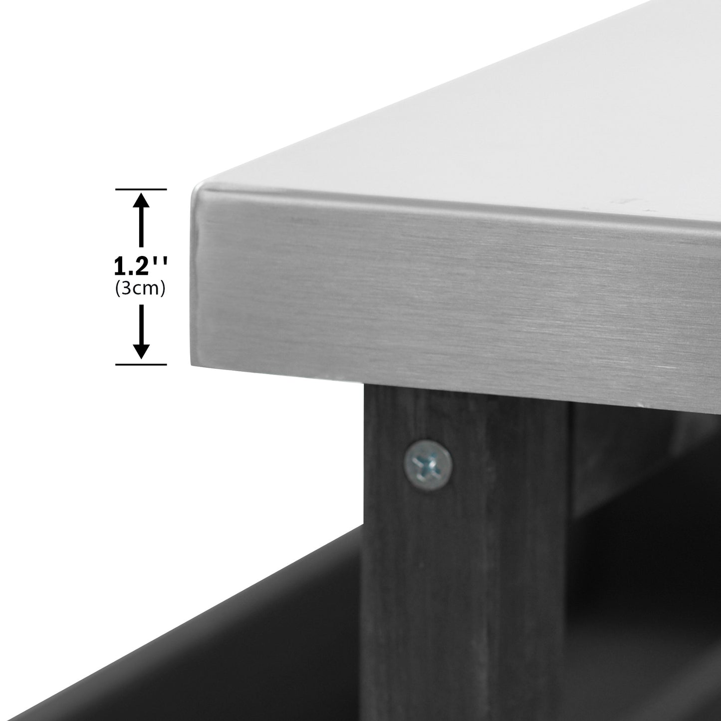 Outdoor Kitchen Island, Rolling Bar Cart & Storage Cabinet, Farmhouse Solid Wood Outdoor Grill Table with Stainless Steel Top, Spice Rack , Towel Rack for Kitchen & Barbecue, Black