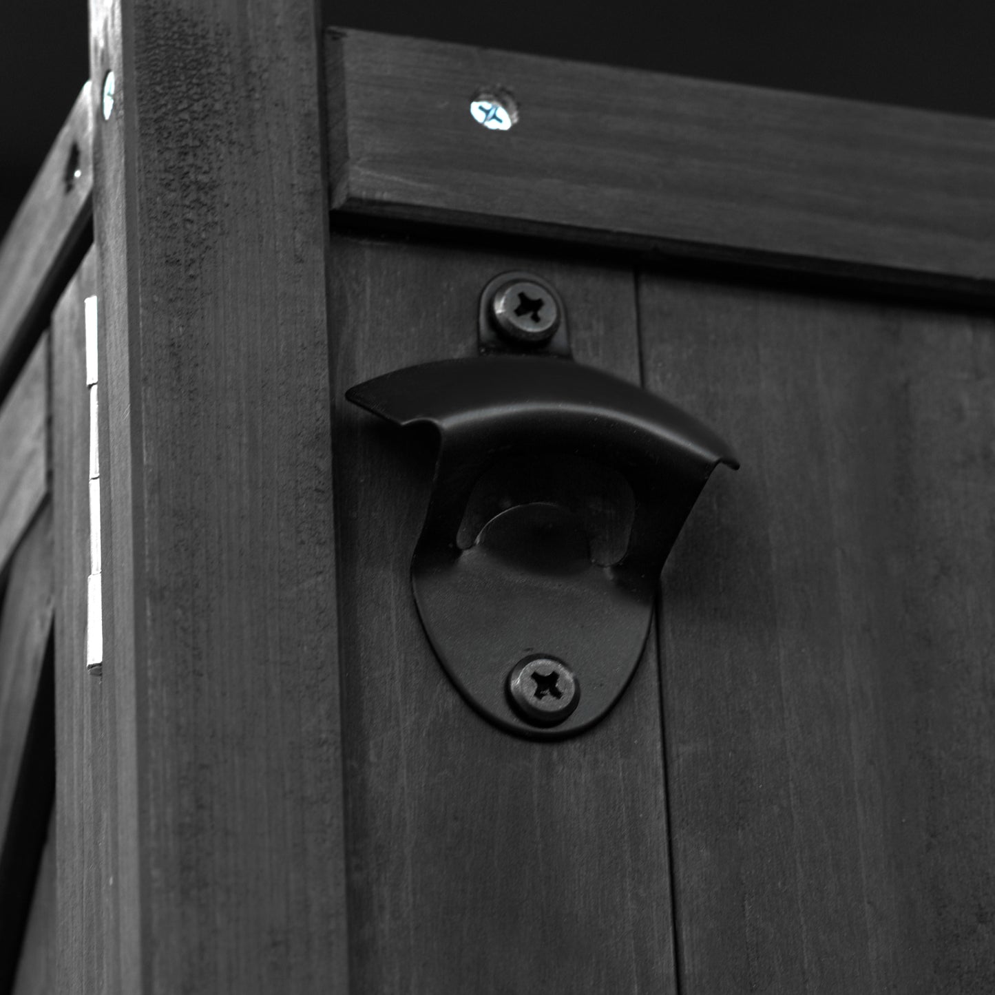 Outdoor Kitchen Island, Rolling Bar Cart & Storage Cabinet, Farmhouse Solid Wood Outdoor Grill Table with Stainless Steel Top, Spice Rack , Towel Rack for Kitchen & Barbecue, Black