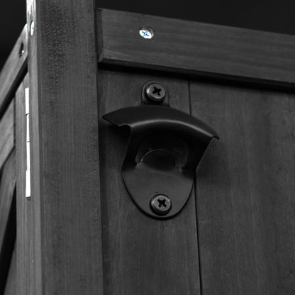 Outdoor Kitchen Island, Rolling Bar Cart & Storage Cabinet, Farmhouse Solid Wood Outdoor Grill Table with Stainless Steel Top, Spice Rack , Towel Rack for Kitchen & Barbecue, Black